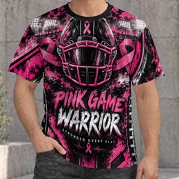 Pink Football Awareness Helmet and Ribbon for Game Day Cancer Support All-over Print Unisex T-shirt