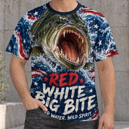 Explosive Bass Fishing Waters for Patriotic Anglers and Summer Lake Adventures Outdoors All-over Print Unisex T-shirt