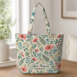 Colorful Wildflower Garden Florals for Spring Gardening and Nature Loving Women Quilted Tote Bag