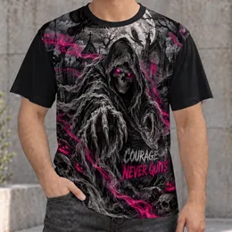 Hooded Grim Reaper And Pink Ribbons For Courage-Focused Everyday Wear And Halloween All-over Print Unisex T-shirt