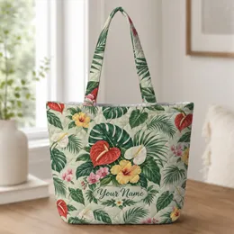 Tropical Monstera and Anthurium Botanicals for Summer Garden Days and Nature Lovers Quilted Tote Bag