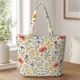 Wildflower Botanical Blooms for Garden Days and Garden Walks for Nature-Loving Women Quilted Tote Bag