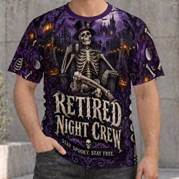 Gothic Skeleton Night Crew Scene for Spooky Halloween Evenings All-over Print Unisex T-shirt