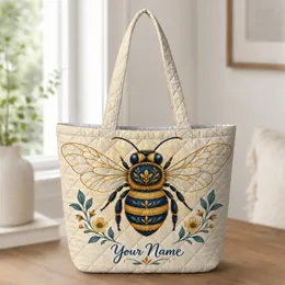 Honeybee With Golden Wings For Nature Lovers And Garden Days Quilted Tote Bag