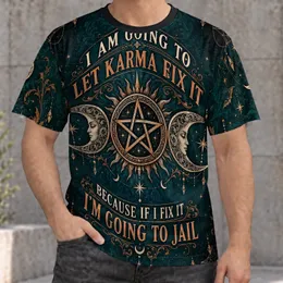 Teal Triple Moon Pentagram Halloween Gothic Witchy Style for Spooky Season All-over Print Unisex T-shirt