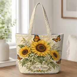 Sunflowers And Monarch Butterflies For Garden Lovers And Summer Gifting Quilted Tote Bag