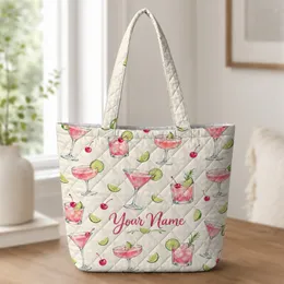 Pink Martini and Cocktail Lover Style for Girls' Night Out, Brunch, and Happy Hour Gifts Quilted Tote Bag