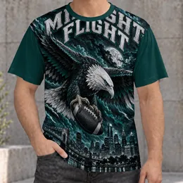 Midnight Eagle Football Under City Lights for Game Night and Casual Weekend Style All-over Print Unisex T-shirt