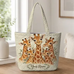 Five Giraffes Together for Safari-Loving Everyday Adventures and Giraffe Fans Quilted Tote Bag