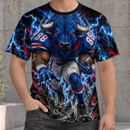 Charging Blue Bison Football Mascot for Game Day Tailgates and Retro Sports Fans All-over Print Unisex T-shirt