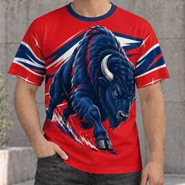 Charging Buffalo Red Navy Athletic Style for Game Day and Outdoor Sports Fans All-over Print Unisex T-shirt