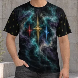 Three-Color Flowing Stars for Nightlife and Casual Streetwear, Men's Everyday Style All-over Print Unisex T-shirt