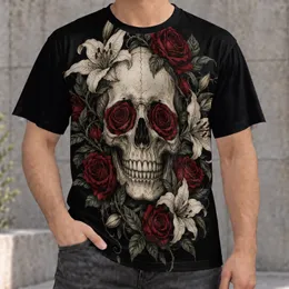 Gothic Rose Skull for Alternative Nights, Halloween Gatherings, and Dark Romance All-over Print Unisex T-shirt
