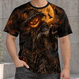 Glowing Pumpkin Head Scarecrow for Halloween Night and Autumn Harvest Fans All-over Print Unisex T-shirt