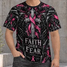 Faith Over Fear Cross And Pink Ribbon For Church And October Awareness Encouragement All-over Print Unisex T-shirt