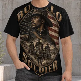 Buffalo Soldier Cavalry Portrait for Western History Events and Heritage Gatherings All-over Print Unisex T-shirt