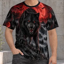 Fierce Howling Wolf Beneath a Crimson Moon for Gothic Nights and Dark Fantasy Fans All-over Print Unisex T-shirt