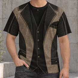 Vintage Plaid Faux Waistcoat Look for Casual Evenings and Smart Streetwear Outings All-over Print Unisex T-shirt