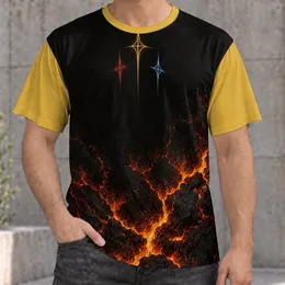 Three-Color Flowing Stars with Ember Cracks for Bold Everyday Streetwear Style All-over Print Unisex T-shirt
