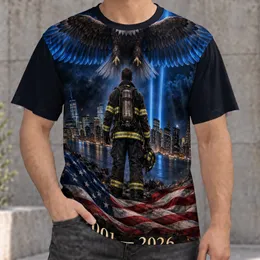 Bald Eagle And Firefighter Memorial Tribute For September Remembrance Patriotic Gift All-over Print Unisex T-shirt