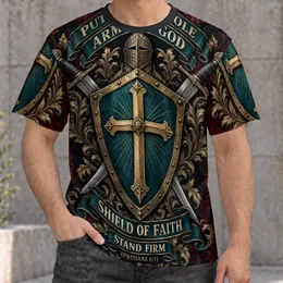 Christian Shield and Sword Faith Emblem for Church Events and Everyday Casual Wear All-over Print Unisex T-shirt
