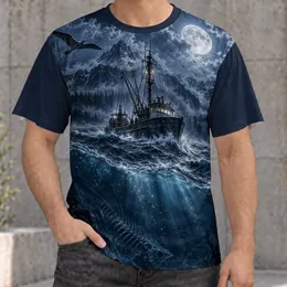 Moonlit Fishing Ship At Sea For Night Anglers And Nautical Enthusiasts All-over Print Unisex T-shirt