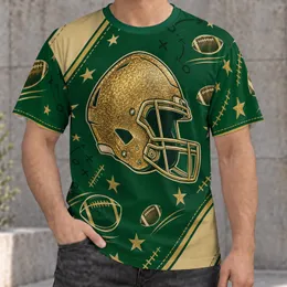 Golden Football Helmet and Emerald Gridiron Style for Game Day Tailgating Fans All-over Print Unisex T-shirt