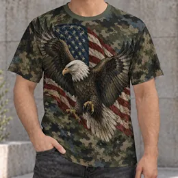 Bald Eagle And American Flag For Independence Day Outdoor Patriotic Casual Wear All-over Print Unisex T-shirt