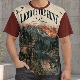 Deer and Mallard Wilderness Scene for Hunting Camp and Outdoor Country Living All-over Print Unisex T-shirt