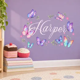 Personalized Rainbow Butterfly Name Wall Decal – Custom Pastel Name Sticker for Girls Nursery, Christmas Gift for Baby