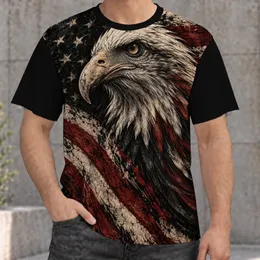 White-Headed Eagle and Slanted Stars for Patriotic Motorcycle Rides All-over Print Unisex T-shirt