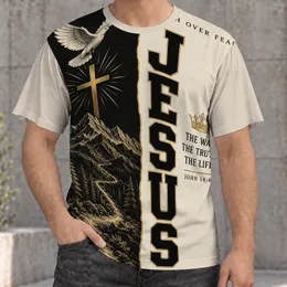 Faith Over Fear Dove Cross and Mountain Scripture for Church Worship and Daily Devotion All-over Print Unisex T-shirt