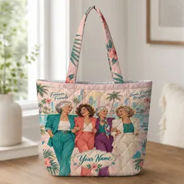 Four Mature Friends in Miami Colors for Birthday Getaways and Sunny Travel Days Quilted Tote Bag
