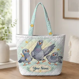 Storybook Pigeon Teacher Scene for Kindergarten Reading Days and Classroom Gifts Quilted Tote Bag