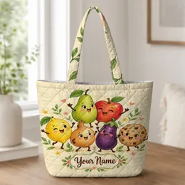 Friendly Food Friends for Back to School and Teacher Appreciation Gifts for Young Readers Quilted Tote Bag