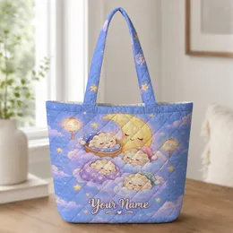 Sleepy Moon, Dumpling, Cloud And Star Friends For Cozy Bedtime Gifts For Dreamy Kids Quilted Tote Bag