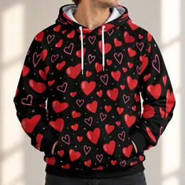 Red Hearts On Black For Valentine Romance And Everyday Love All-over Print Hoodie (Lightweight)