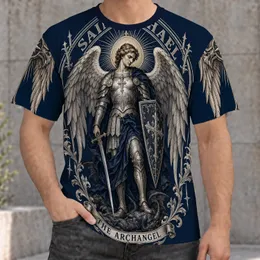 Saint Michael Winged Shield and Sword for Christian Gatherings and Everyday Wear All-over Print Unisex T-shirt