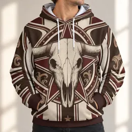 Engraved Bull Skull And Western Stars For Rodeo Nights And Everyday Western Style All-over Print Hoodie (Lightweight)