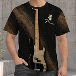 Electric Bass Guitar Woodgrain Look for Stage Nights and Music Practice Fans All-over Print Unisex T-shirt