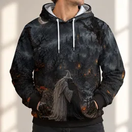 Haunted Village Wizard Embrace for Halloween Nights and Cozy Autumn Evening Outings All-over Print Hoodie (Lightweight)