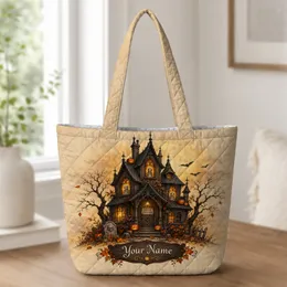 Gothic Haunted House Halloween Keepsake For Spooky Season Family Gatherings Quilted Tote Bag