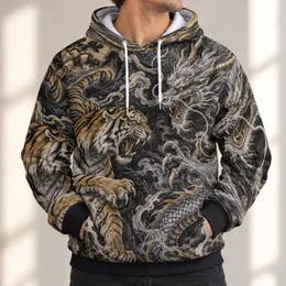 Tiger And Dragon Battle Motif For Outdoor Fitness, Running, And Casual Everyday Wear All-over Print Hoodie (Lightweight)