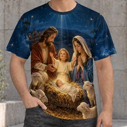 Nativity Scene With Radiant Star for Christmas Worship and Holiday Gatherings All-over Print Unisex T-shirt