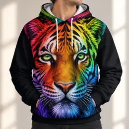 Rainbow Tiger Face for Bold Weekend Lounging and Colorful Casual Style at Home All-over Print Hoodie (Lightweight)