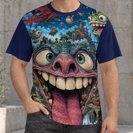 Surreal Monster Face and Cosmic Creature Scene for Festivals and Bold Street Style All-over Print Unisex T-shirt