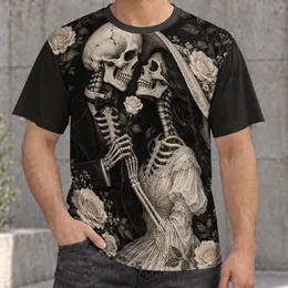 Ivory Skeleton Couple Romance for Gothic Date Nights, Halloween Parties, and Couples All-over Print Unisex T-shirt
