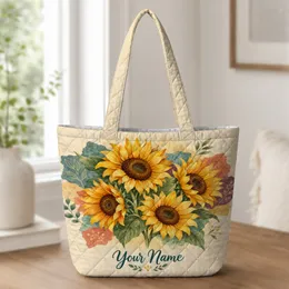 Boho Sunflower Bouquet for Summer Market Days and Garden Gatherings and Gifts Quilted Tote Bag
