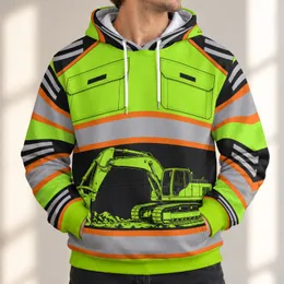 Fluorescent Excavator Workwear for Construction Sites and Outdoor Projects All-over Print Hoodie (Lightweight)