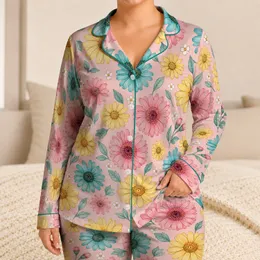 Pastel Daisy Garden Blooms for Cozy Bedtime and Sweet Nursery Days for Baby Girls Satin Pajamas Set